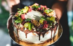a cake with fruit on top